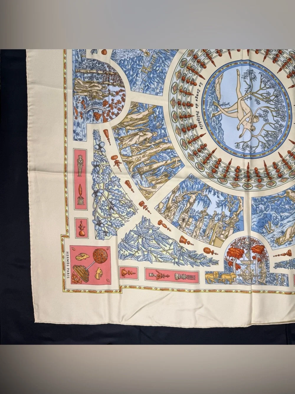 Hermes Silk Scarf Le Songe De Poliphile Love Forrest Blue Coral Cream - Picture 2 of 11